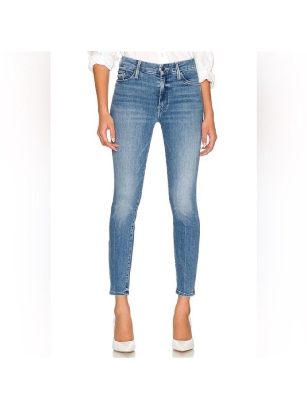MOTHER The Looker Crop Ankle Fray Skinny Jeans in Hey Sun size 26
